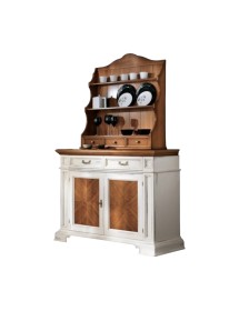 MOBILI 2G - CREDENZA CON PIATTAIA CLASSICA LEGNO SHABBY 140X48x205