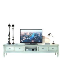 MOBILI 2G - PORTA TV 2 CASSETTI CLASSICO LEGNO SHABBY BIANCO 220X50x51