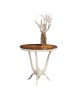 MOBILI 2G - TAVOLINO ROTONDO LEGNO INTARSIATO SHABBY 80X80x77