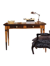 MOBILI 2G - SCRIVANIA CLASSICA 2 CASSETTI 2 TIRETTI IN LEGNO BICOLORE 129X69x78