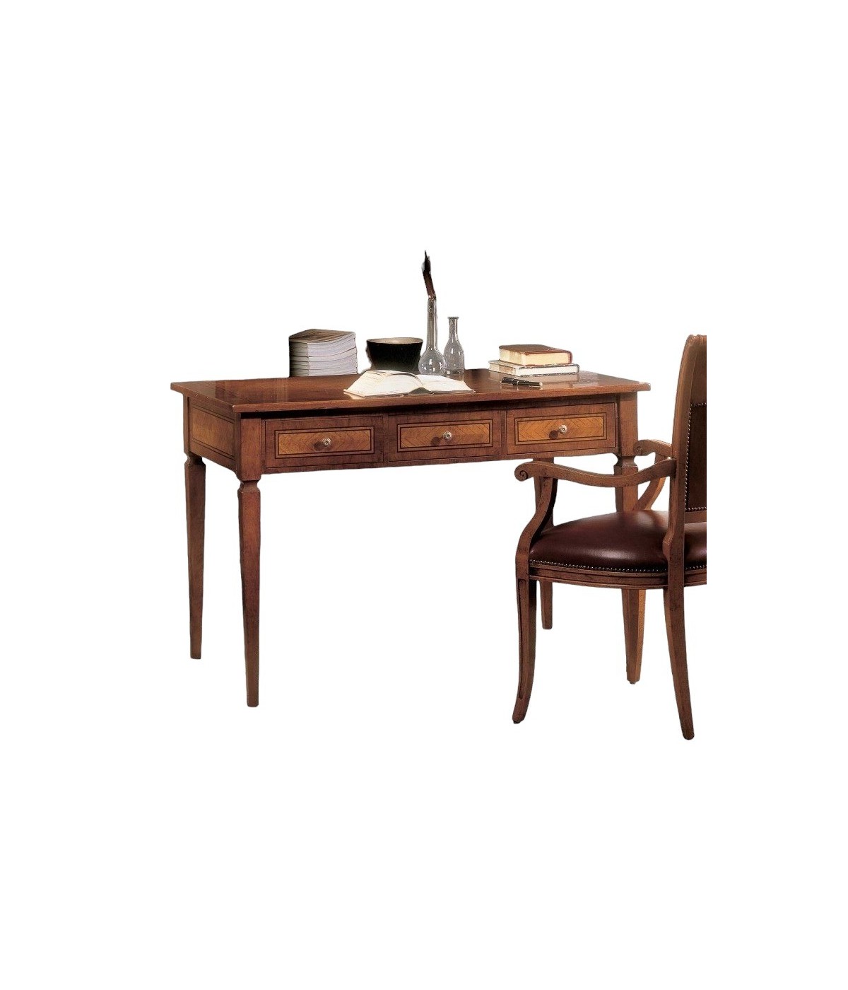 MOBILI 2G - SCRIVANIA CLASSICA 3 CASSETTI 2 TIRETTI LEGNO BASSANO 120X70x80