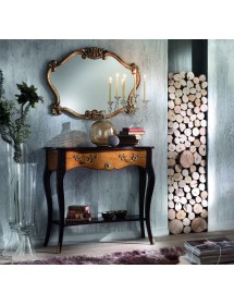 MOBILI 2G - Consolle classica 1 cassetto legno shabby nero e noce 100X40x88 vista frontale