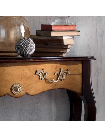 MOBILI 2G - Consolle classica 1 cassetto legno shabby nero e noce 100X40x88 vista frontale cassetto