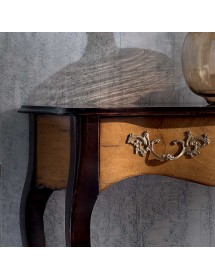 MOBILI 2G - Consolle classica 1 cassetto legno shabby nero e noce 100X40x88 vista frontale cassetto