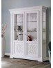 MOBILI 2G - Vetrina classica decoro legno 2 porte shabby bianco 170X45X210 vista frontale