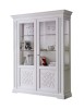 MOBILI 2G - Vetrina classica decoro legno 2 porte shabby bianco 170X45X210 vista frontale