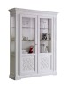 MOBILI 2G - Vetrina classica decoro legno 2 porte shabby bianco 170X45X210 vista frontale