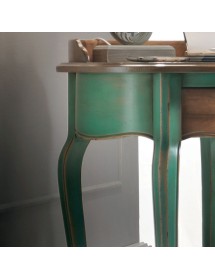 MOBILI 2G - Porta telefono rotondo 1 cassetto legno verde shabby 57X57x83 vista frontale struttura