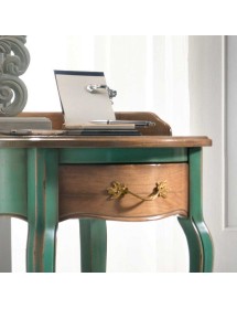 MOBILI 2G - Porta telefono rotondo 1 cassetto legno verde shabby 57X57x83 vista frontale cassetto