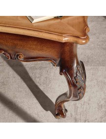 MOBILI 2G - Tavolino rettangolare classico legno intarsio bicolore 133X75x49 vista frontale gamba