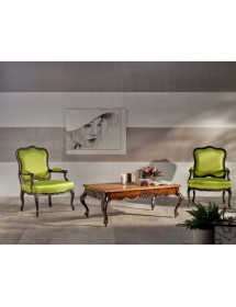 MOBILI 2G - Tavolino rettangolare classico legno intarsio bicolore 133X75x49 vista frontale