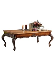 MOBILI 2G - Tavolino rettangolare classico legno intarsio bicolore 133X75x49 vista frontale