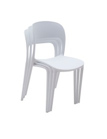 MOBILI 2G - Set 4 sedie moderne design in polipropilene bianco vista frontale impilabile