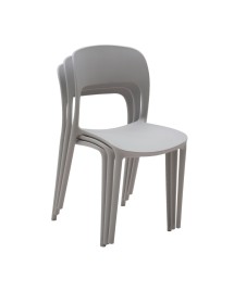 MOBILI 2G - Set 4 sedie moderne design in polipropilene grigio chiaro vista frontale impilabili