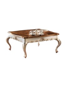 MOBILI 2G - Tavolino quadrato classico legno intarsio shabby 104X104x48 VISTA FRONTALE