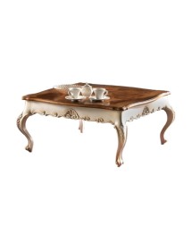 MOBILI 2G - Tavolino quadrato classico legno intarsio shabby 104X104x48 VISTA FRONTALE