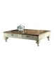 MOBILI 2G - Tavolino classico rettangolare 2 cassetti legno shabby 130X70x33 vista frontale