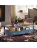 MOBILI 2G - Tavolino rettangolare 4 cassetti 2 tiretti legno shabby 130X70x48 vista frontale