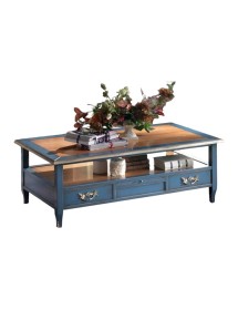 MOBILI 2G - Tavolino rettangolare 4 cassetti 2 tiretti legno shabby 130X70x48 vista frontale