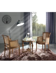 MOBILI 2G - Tavolino rotondo classico legno piano vetro bassano 62X62x60 vista frontale