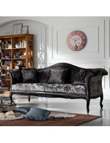 MOBILI 2G - Divano classico 3 posti barocco imbottito legno nero 220X82X96 vista frontale