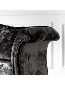 MOBILI 2G - Divano classico 3 posti barocco imbottito legno nero 220X82X96 vista frontale bracciolo