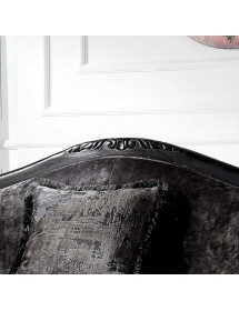 MOBILI 2G - Divano classico 3 posti barocco imbottito legno nero 220X82X96 vista frontale intarsio