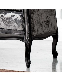 MOBILI 2G - Divano classico 3 posti barocco imbottito legno nero 220X82X96 vista frontale gambe