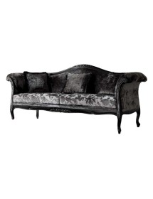 MOBILI 2G - Divano classico 3 posti barocco imbottito legno nero 220X82X96 vista frontale