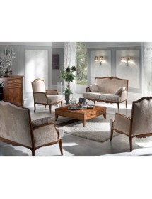 MOBILI 2G - Divano classico 2 posti legno imbottito bassano 145X77X100 vista frontale dettagli