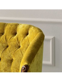 MOBILI 2G - Divano classico 2 posti legno imbottito tessuto senape 123X62X90 VISTA FRONTALE SCHIENALE