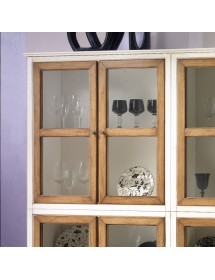 MOBILI 2G - Vetrina classica 8 porte legno shabby bicolore 160X39X184 vista frontale porte