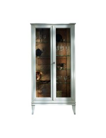 MOBILI 2G - Vetrina classica 2 porte legno bianco shabby 83X36X170 vista frontale