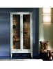 MOBILI 2G - Vetrina classica 2 porte legno bianco shabby 83X36X170 vista frontale
