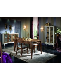 MOBILI 2G - Vetrina classica 2 porte legno bianco shabby 83X36X170 vista frontale