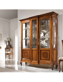 MOBILI 2G - Vetrina classica 2 porte legno intarsio bassano 163X45X207 VISTA FRONTALE