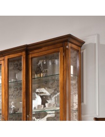 MOBILI 2G - Vetrina classica 2 porte legno intarsio bassano 163X45X207 VISTA FRONTALE CAPPELLO