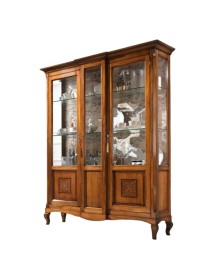 MOBILI 2G - Vetrina classica 2 porte legno intarsio bassano 163X45X207 VISTA FRONTALE