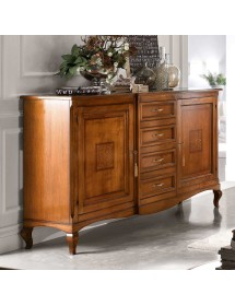MOBILI 2G - Soggiorno classico legno intarsio finitura bassano vista frontale credenza