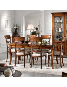 MOBILI 2G - Soggiorno classico legno intarsio finitura bassano vista frontale tavolo