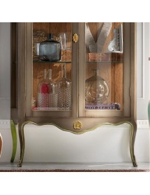 MOBILI 2G - Vetrina classica 2 porte legno shabby 100X40X150 vista frontale gambe