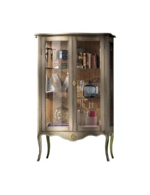 MOBILI 2G - Vetrina classica 2 porte legno shabby 100X40X150 vista frontale