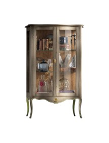 MOBILI 2G - Vetrina classica 2 porte legno shabby 100X40X150 vista frontale