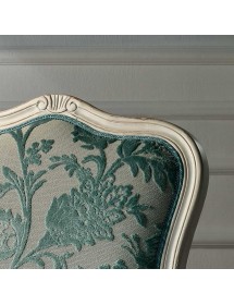 MOBILI 2G - Poltrona classica imbottita legno shabby bianco invecchiato VISTA FRONTALE SCHIENALE