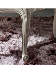 MOBILI 2G - Poltrona classica imbottita legno shabby bianco invecchiato VISTA FRONTALE GAMBA