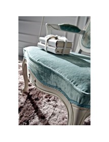 MOBILI 2G - Poltrona classica imbottita legno shabby bianco invecchiato VISTA FRONTALE SEDUTA