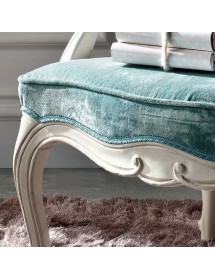 MOBILI 2G - Poltrona classica imbottita legno shabby bianco invecchiato VISTA FRONTALE SEDUTA