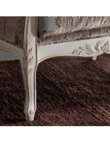 MOBILI 2G - Poltrona classica imbottita legno shabby bianco invecchiato 108x82x96 vista frontale gamba