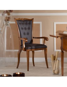 MOBILI 2G - Poltrona classica imbottita ecopelle legno 58x60x105 vista frontale