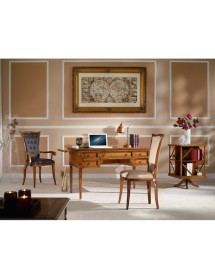 MOBILI 2G - Poltrona classica imbottita ecopelle legno 58x60x105 vista frontale